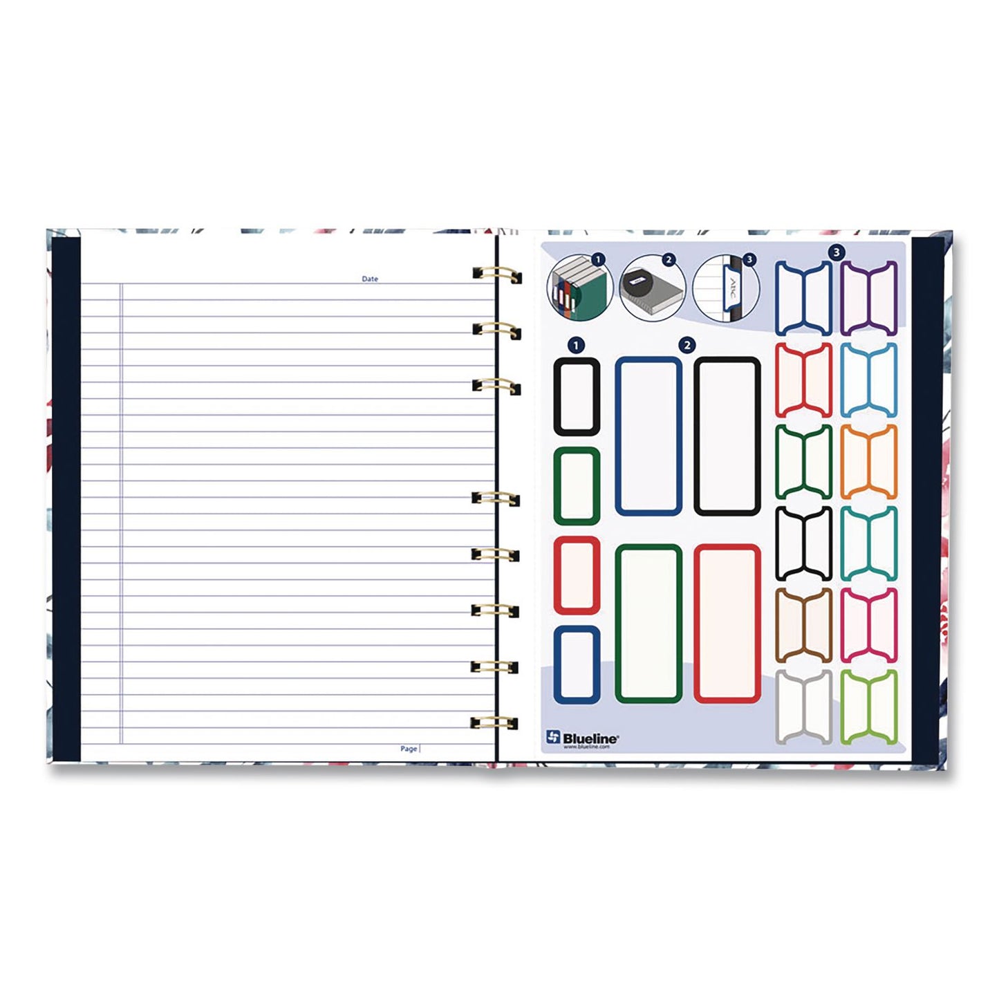 Blueline® NotePro Fashion Hard Cover Notebook, 1-Subject, Medium/College Rule, Tranquil Blooms Cover, (96) 9.25 x 7.25 Sheets (REDA9C01)