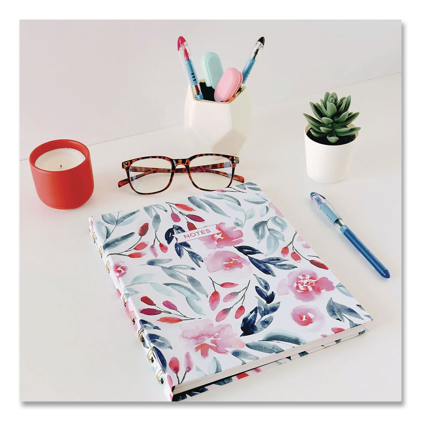 Blueline® NotePro Fashion Hard Cover Notebook, 1-Subject, Medium/College Rule, Tranquil Blooms Cover, (96) 9.25 x 7.25 Sheets (REDA9C01)