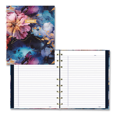 Blueline® NotePro Fashion Hard Cover Notebook, 1-Subject, Medium/College Rule, Midnight Floral Cover, (96) 9.25 x 7.25 Sheets (REDA9C02)