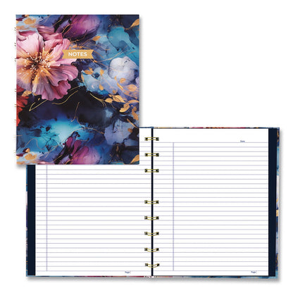 Blueline® NotePro Fashion Hard Cover Notebook, 1-Subject, Medium/College Rule, Midnight Floral Cover, (96) 9.25 x 7.25 Sheets (REDA9C02)