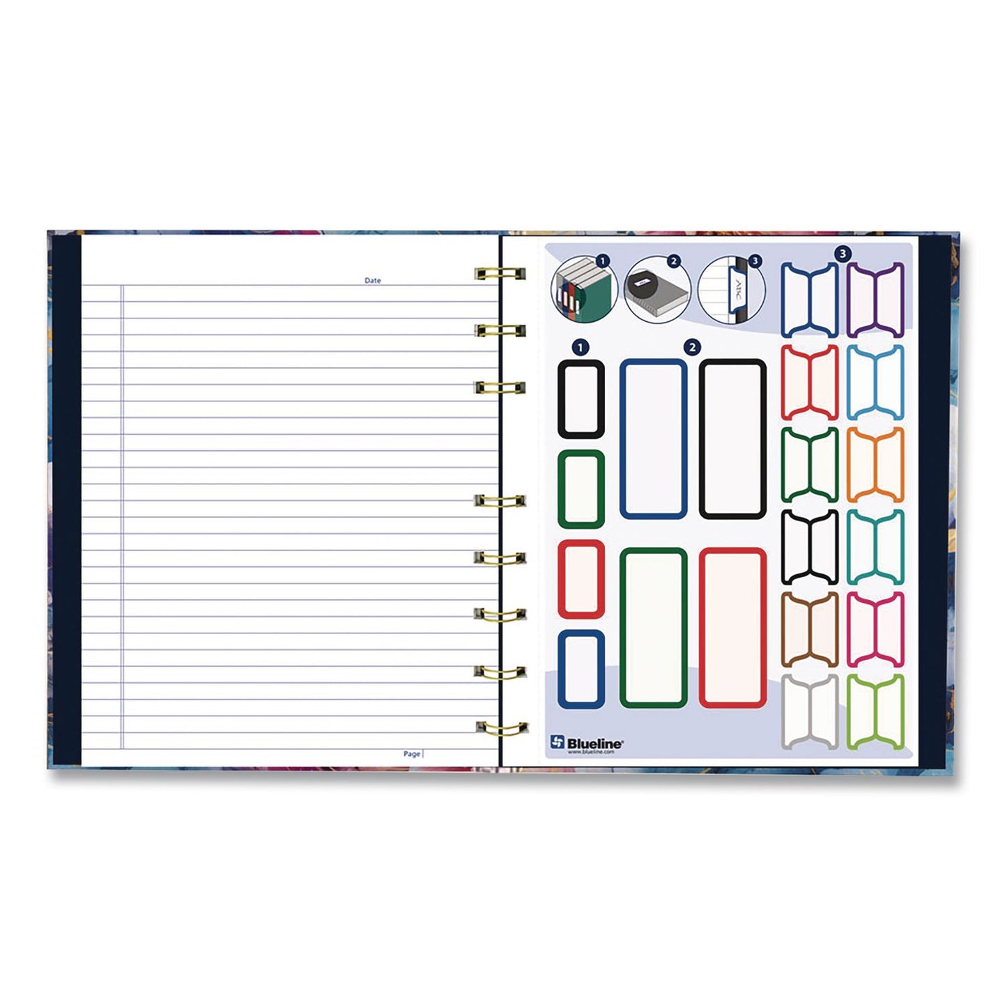 Blueline® NotePro Fashion Hard Cover Notebook, 1-Subject, Medium/College Rule, Midnight Floral Cover, (96) 9.25 x 7.25 Sheets (REDA9C02)