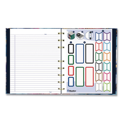 Blueline® NotePro Fashion Hard Cover Notebook, 1-Subject, Medium/College Rule, Midnight Floral Cover, (96) 9.25 x 7.25 Sheets (REDA9C02)