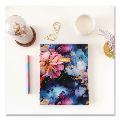 Blueline® NotePro Fashion Hard Cover Notebook, 1-Subject, Medium/College Rule, Midnight Floral Cover, (96) 9.25 x 7.25 Sheets (REDA9C02)
