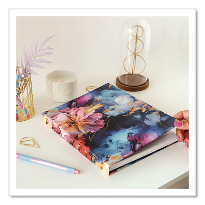 Blueline® NotePro Fashion Hard Cover Notebook, 1-Subject, Medium/College Rule, Midnight Floral Cover, (96) 9.25 x 7.25 Sheets (REDA9C02)