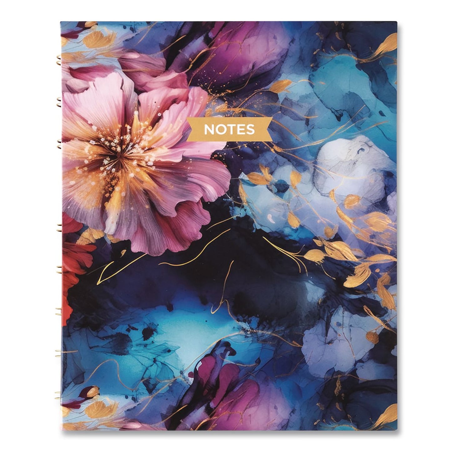 Blueline® NotePro Fashion Hard Cover Notebook, 1-Subject, Medium/College Rule, Midnight Floral Cover, (96) 9.25 x 7.25 Sheets (REDA9C02)
