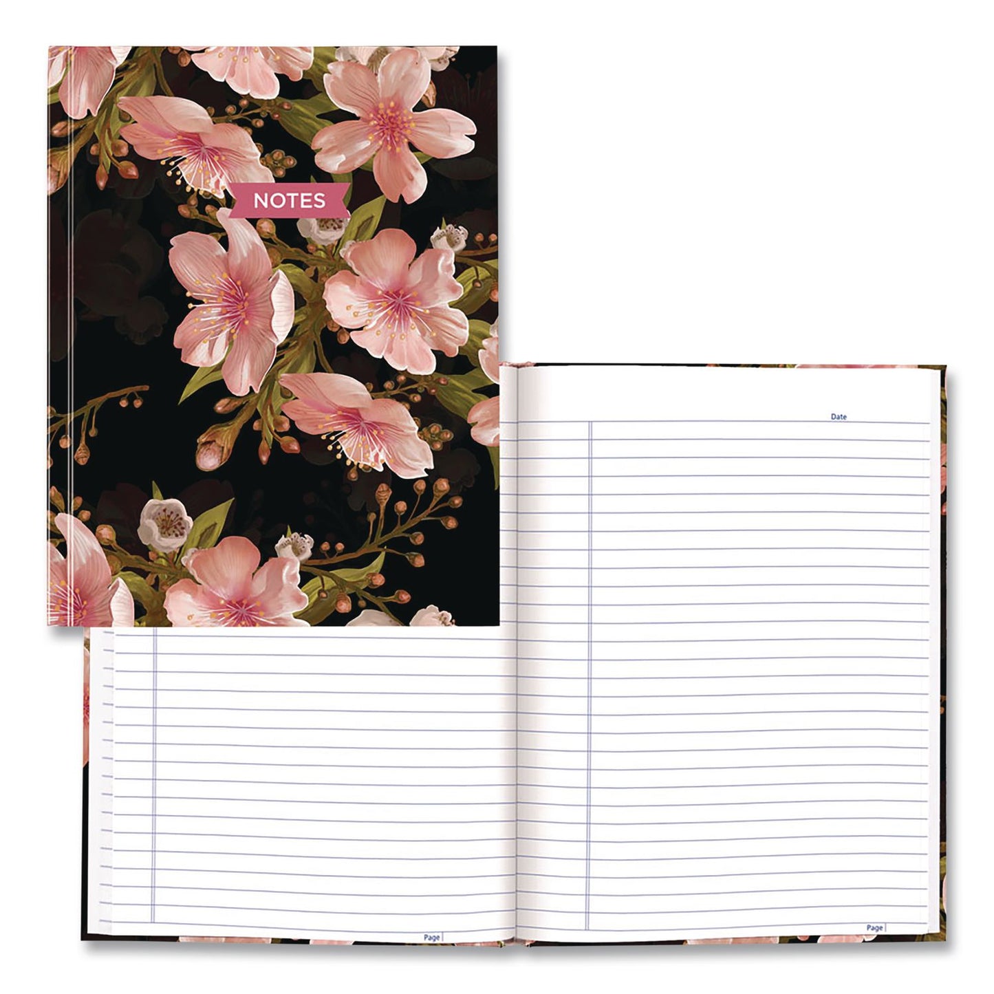 Blueline® Fashion Hard Cover Notebook, 1-Subject, Medium/College Rule, Cherry Tree Lane Cover, (96) 9.25 x 7.25 Sheets (REDA901)