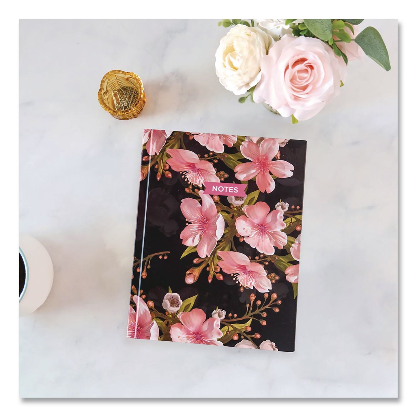 Blueline® Fashion Hard Cover Notebook, 1-Subject, Medium/College Rule, Cherry Tree Lane Cover, (96) 9.25 x 7.25 Sheets (REDA901)