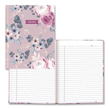 Blueline® Fashion Hard Cover Notebook, 1-Subject, Medium/College Rule, Lavender Floral Cover, (96) 9.25 x 7.25 Sheets (REDA902)