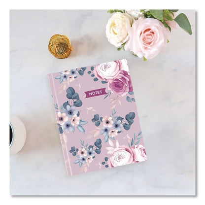 Blueline® Fashion Hard Cover Notebook, 1-Subject, Medium/College Rule, Lavender Floral Cover, (96) 9.25 x 7.25 Sheets (REDA902)