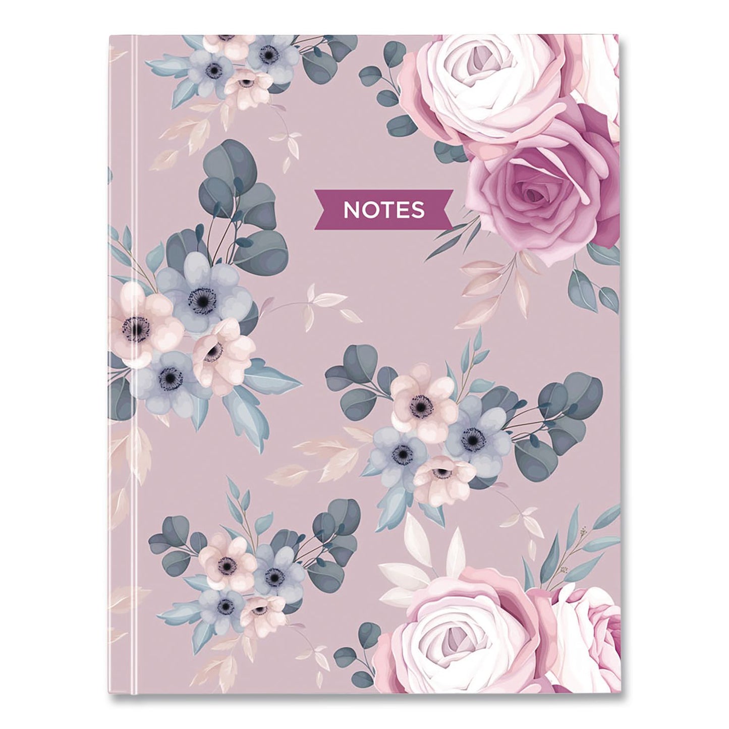 Blueline® Fashion Hard Cover Notebook, 1-Subject, Medium/College Rule, Lavender Floral Cover, (96) 9.25 x 7.25 Sheets (REDA902)