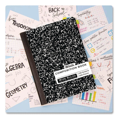 BAZIC® Products Composition Books, 1 Subject, Wide/Legal Rule, Black Marble Cover, (100) 9.75 x 7.5 Sheets (BAZ508)