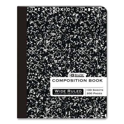 BAZIC® Products Composition Books, 1 Subject, Wide/Legal Rule, Black Marble Cover, (100) 9.75 x 7.5 Sheets (BAZ508)