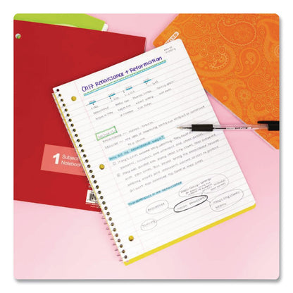 BAZIC® Products Spiral Notebooks, 1-Subject, Medium/College Rule, Randomly Assorted Cover Color, (70) 10.5 x 8 Sheets (BAZ558)