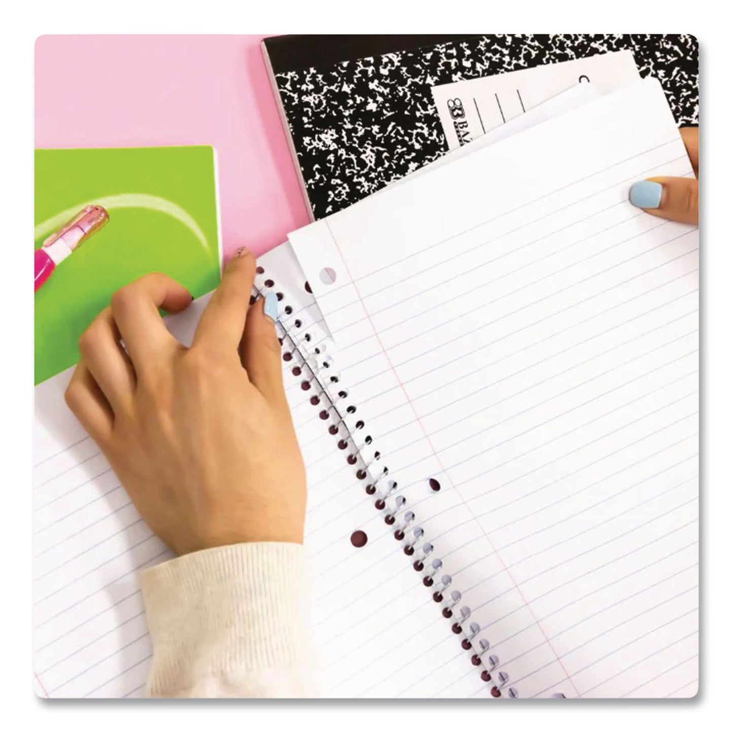 BAZIC® Products Spiral Notebooks, 1-Subject, Wide Rule, Assorted Color Covers, (70) 10.5 x 8 Sheets, 24/Carton (BAZ559)