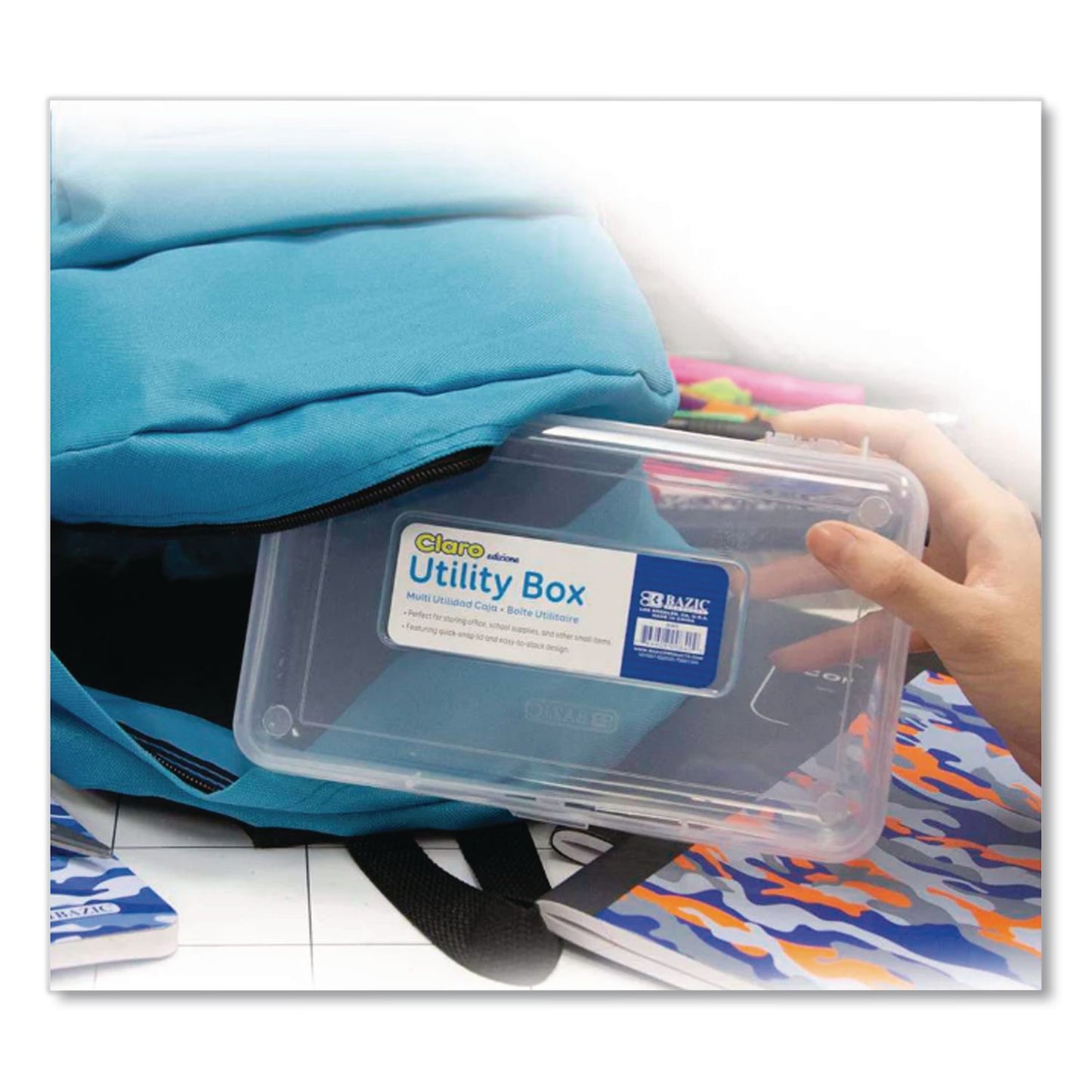 BAZIC® Products Clasp Pencil Case, 8" x 4.75" x 2.4", Clear (BAZ840)