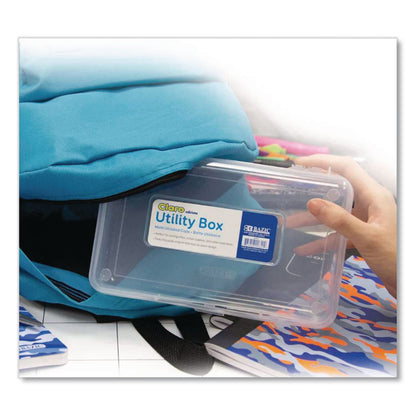 BAZIC® Products Clasp Pencil Case, 8" x 4.75" x 2.4", Clear (BAZ840)