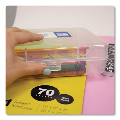 BAZIC® Products Clasp Pencil Case, 8" x 4.75" x 2.4", Clear (BAZ840)
