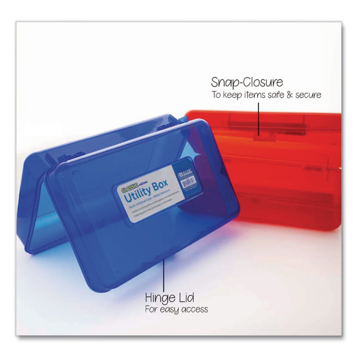 BAZIC® Products Clasp Pencil Case, 8" x 4.75" x 2.5", Randomly Assorted Color (BAZ842)