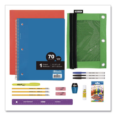 BAZIC® Products Essential School Kit, 23 Pieces (BAZ8050)