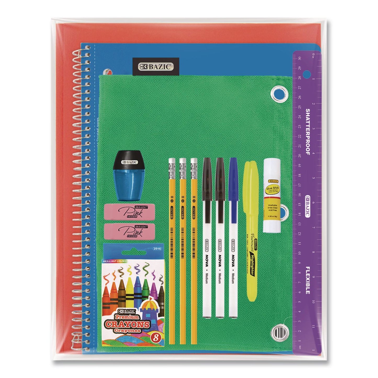 BAZIC® Products Essential School Kit, 23 Pieces (BAZ8050)
