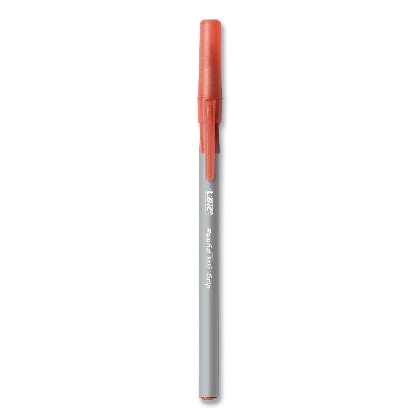BIC® Round Stic Grip Xtra Comfort Ballpoint Pen, Easy-Glide System, Stick, Medium 1.2 mm, Red Ink, Gray/Red Barrel, 432/Carton (BICGSMG11REDCT)