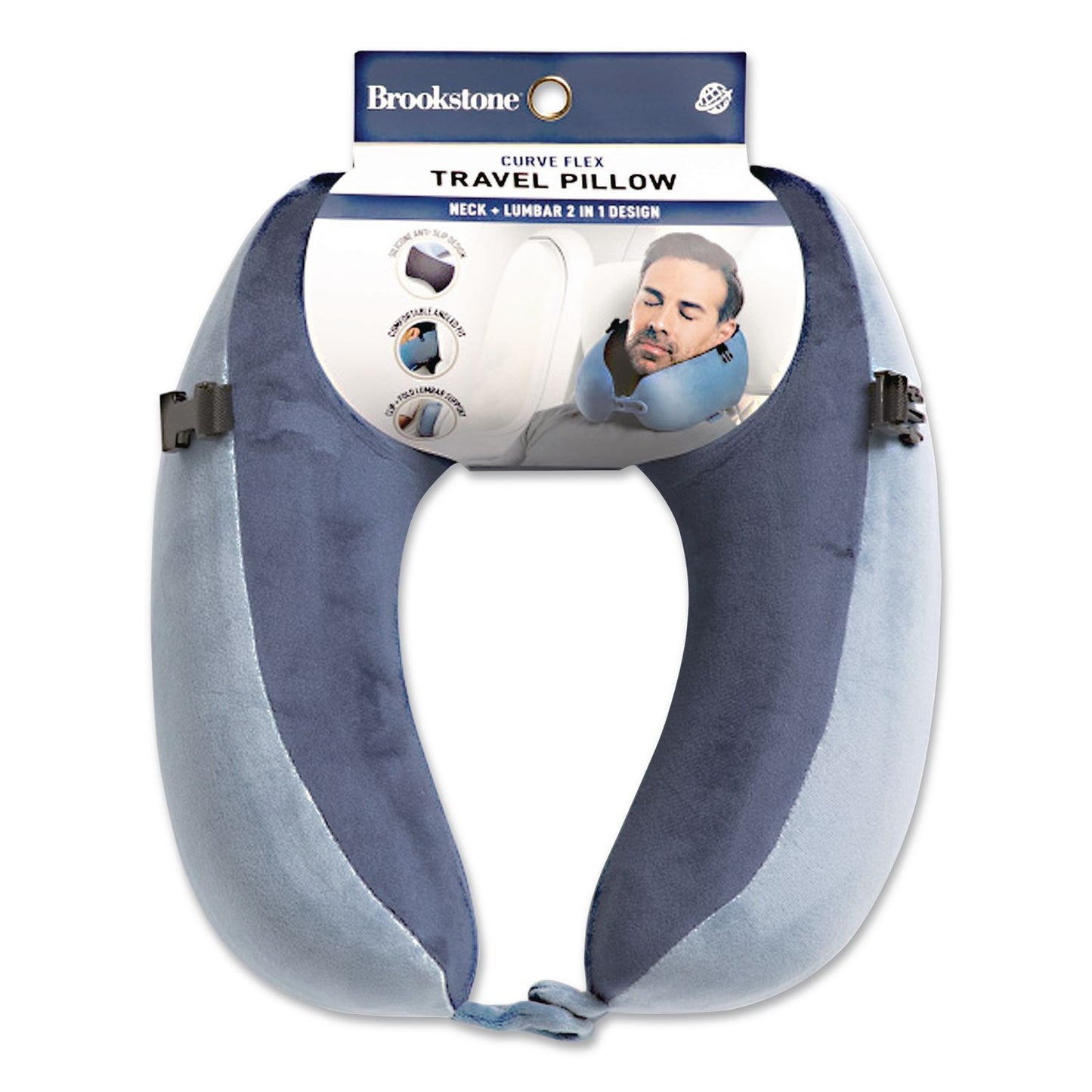 Brookstone® Flex Curve Neck Pillow, One Size Fits Most, Blue (BKTBCPP0002442)