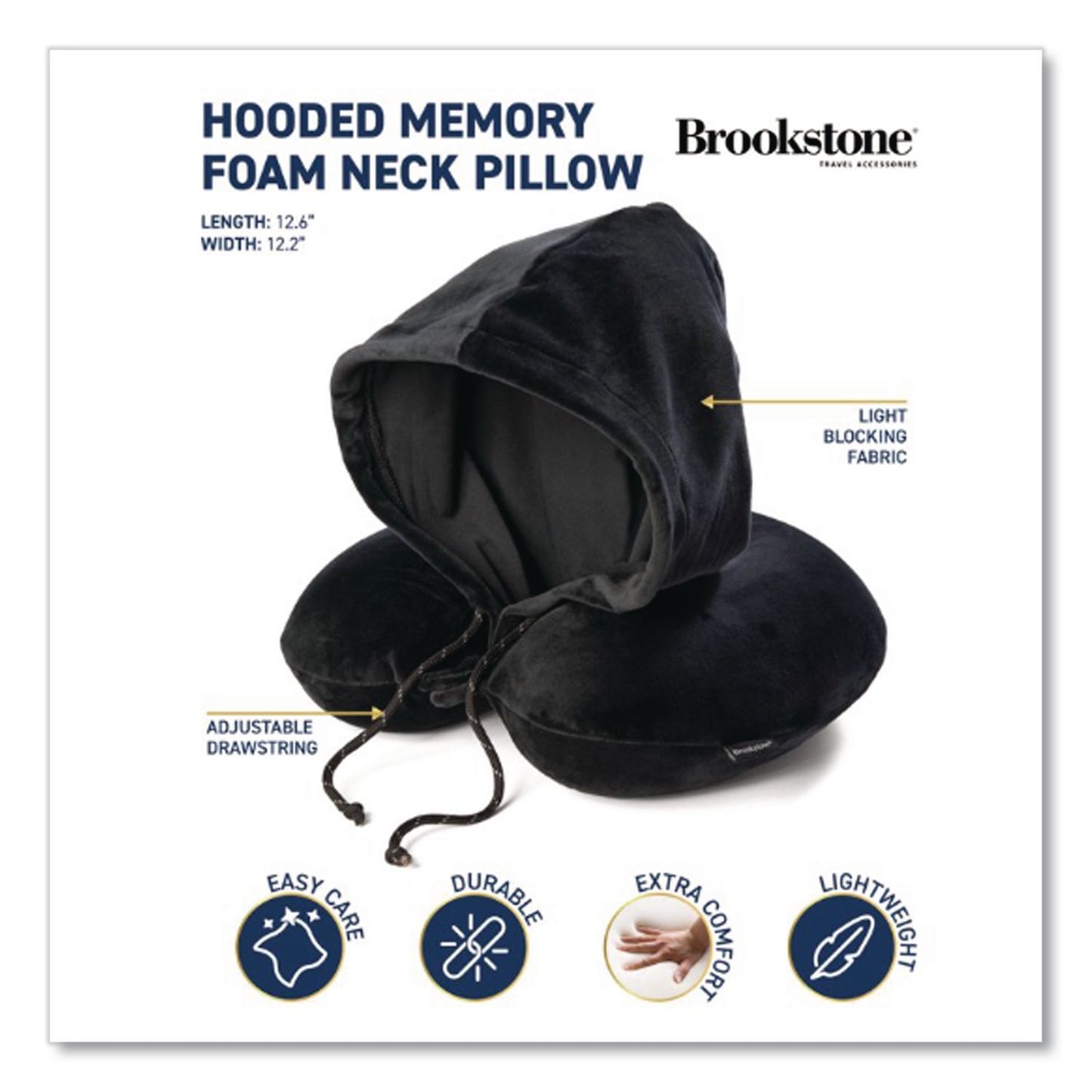 Brookstone® Hooded Memory Foam Pillow, One Size Fits Most, Black (BKTBNPM0006)