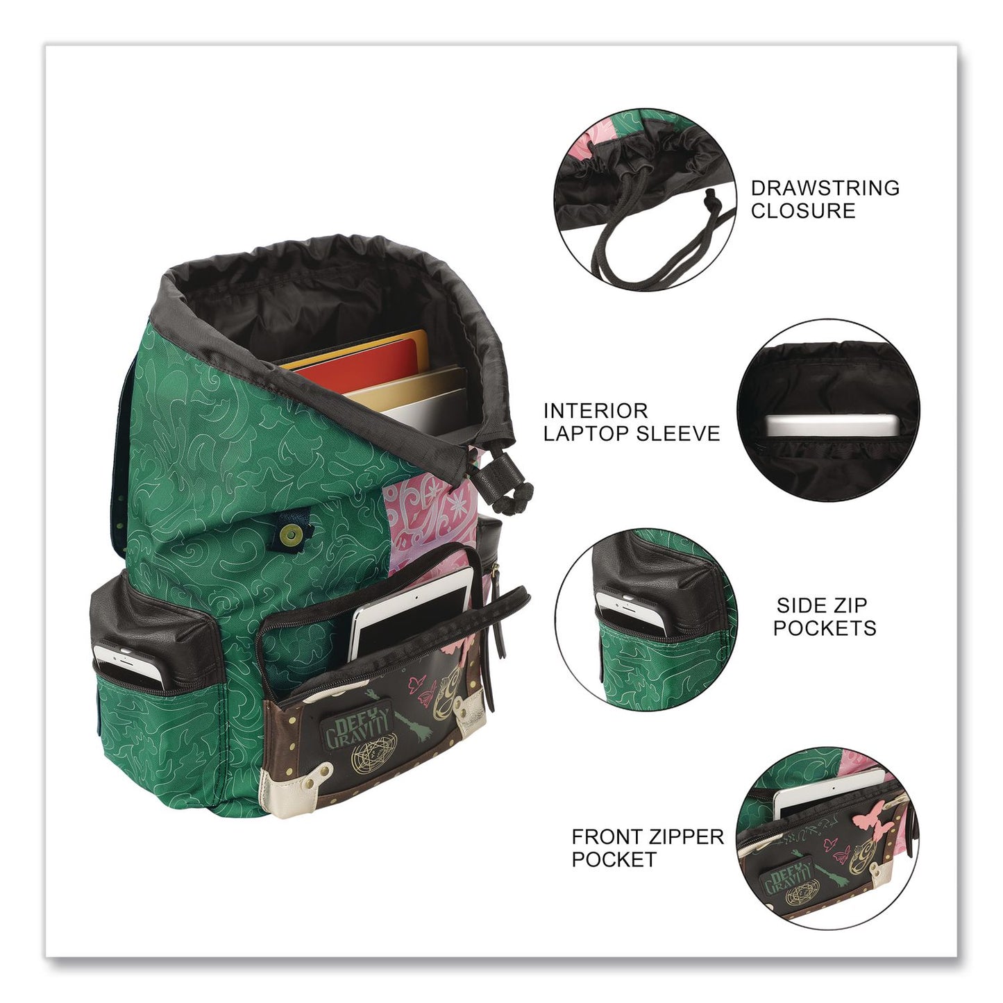 Bioworld® Wicked Backpack, Fits Devices Up to 15.9", 11 x 7 x 17, Multicolor (BWRBPA858TWKDPP)