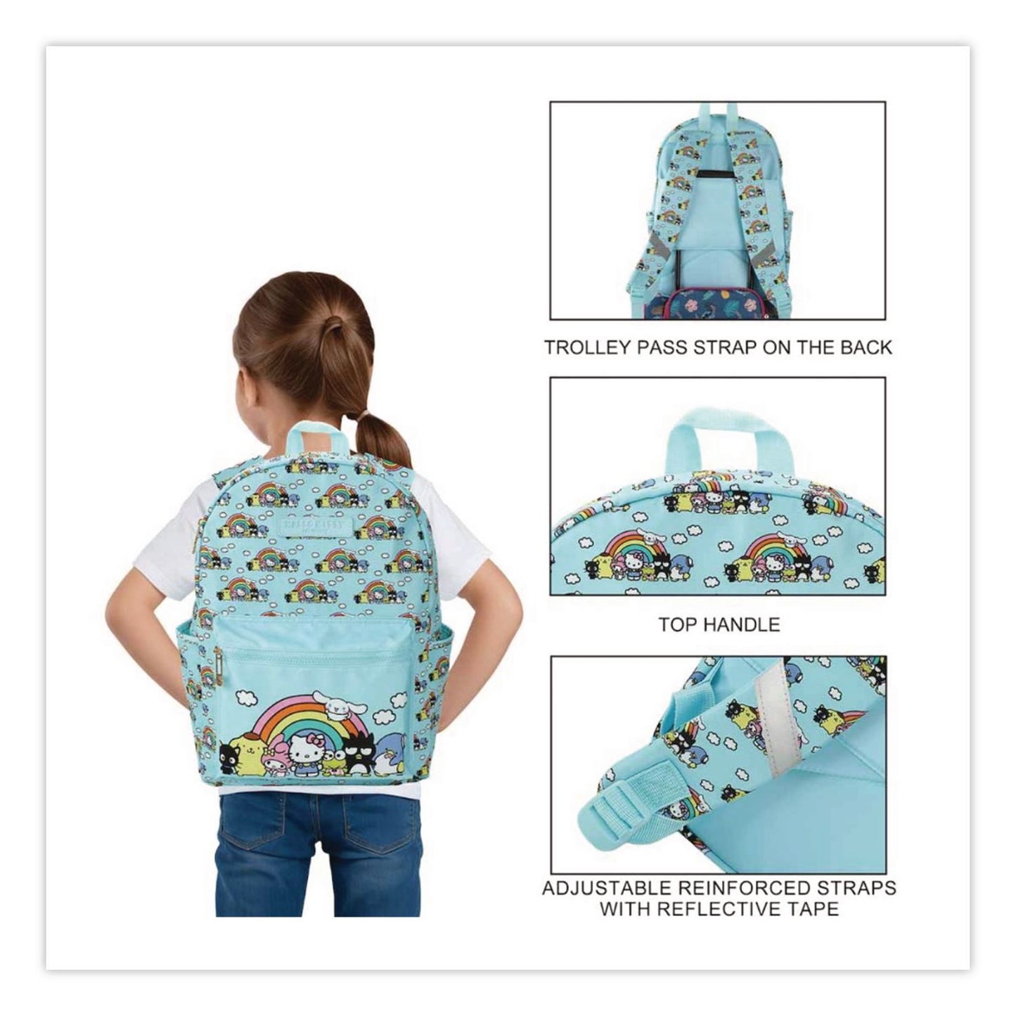 Bioworld® Hello Kitty and Friends Travel Backpack, Fits Devices Up to 15.9", 12 x 7 x 16, Multicolor (BWRBPA879SHSRPP)