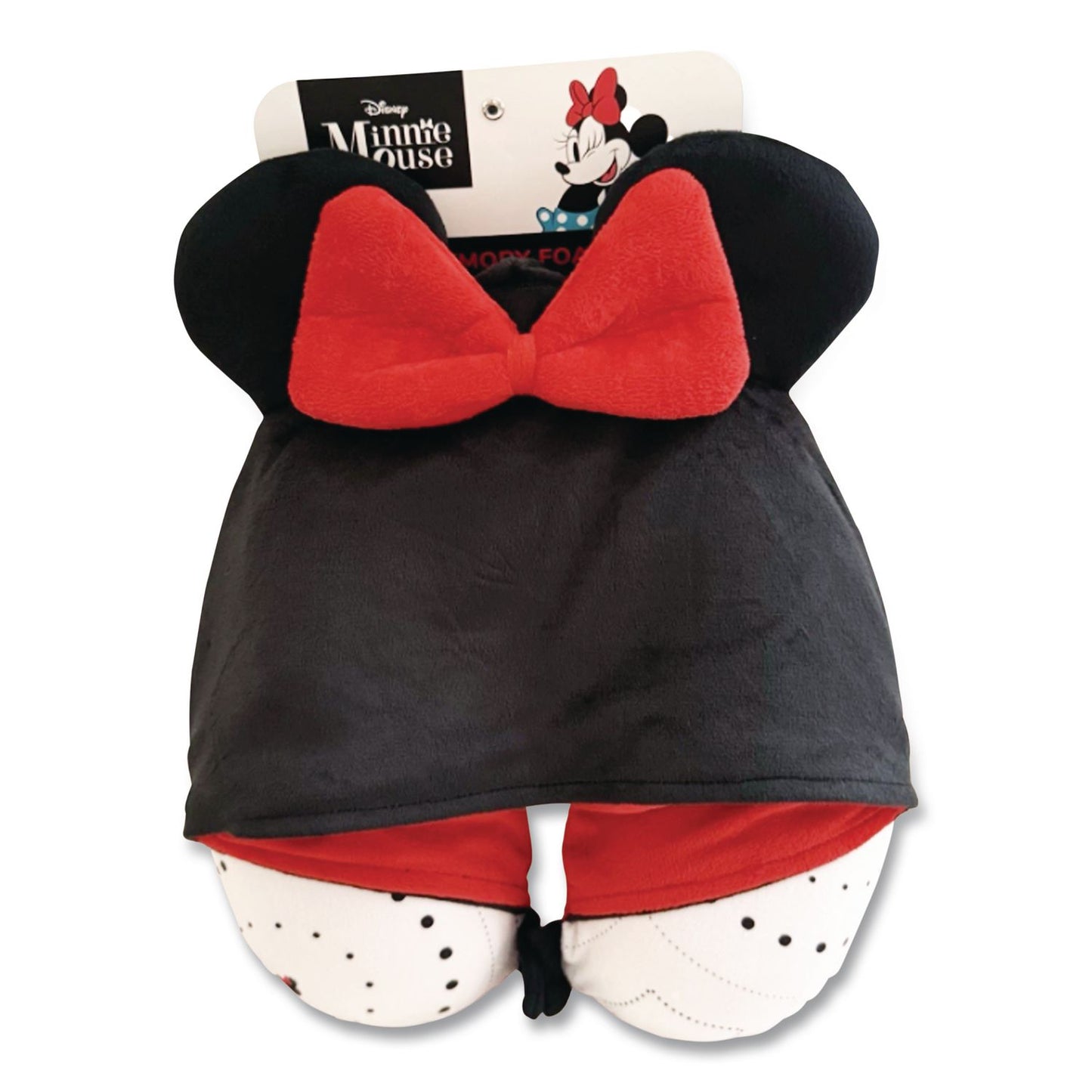Bioworld® Minnie Mouse Hooded Neck Pillow, 11 x 3 x 10.5, Black/Red (BWRNPY621FDSYTA)