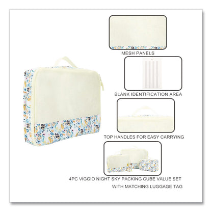 Bioworld® Floral Print Four-Piece Packing Cube Set, Assorted Sizes (BWRPAA8443PLBPP)