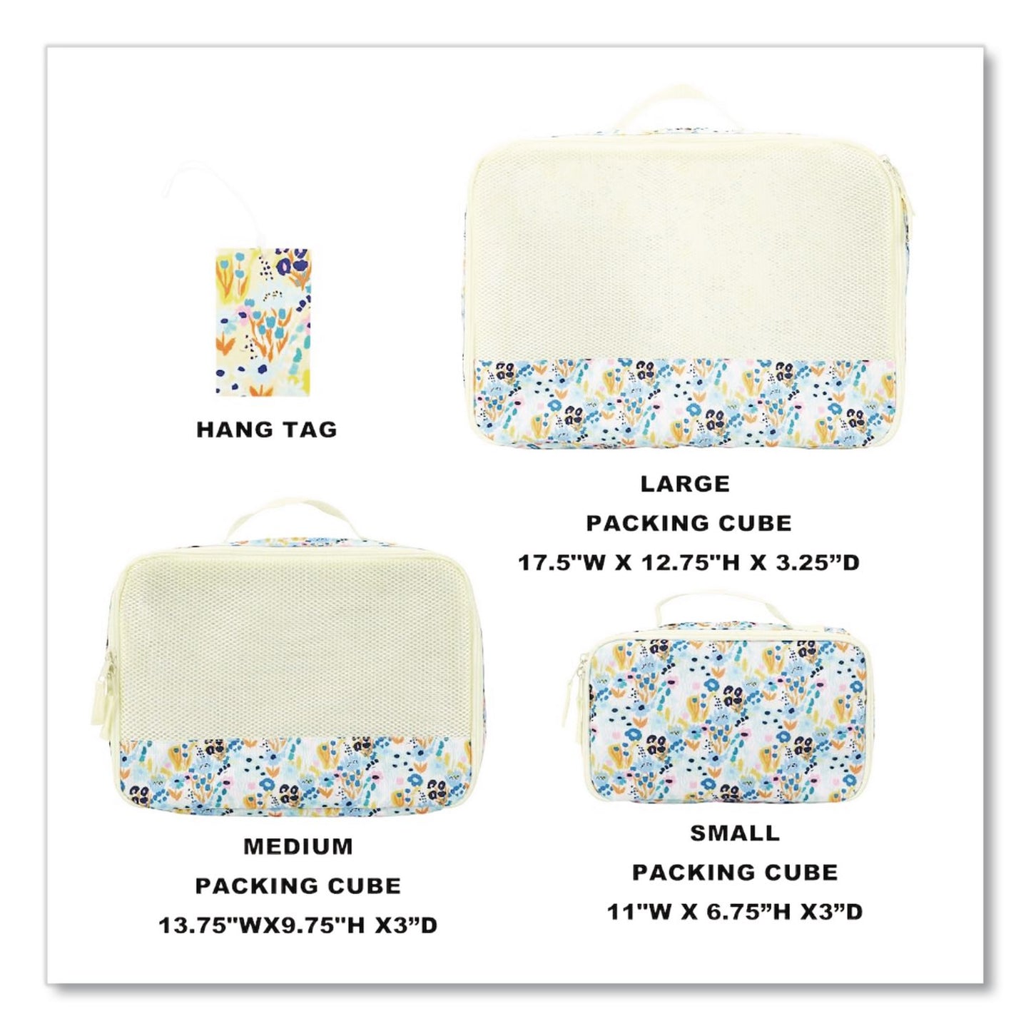 Bioworld® Floral Print Four-Piece Packing Cube Set, Assorted Sizes (BWRPAA8443PLBPP)
