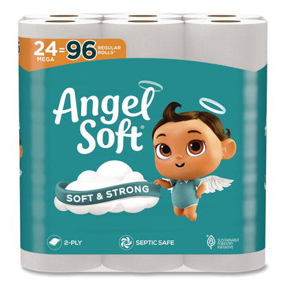 Angel Soft® Mega Toilet Paper, Septic Safe, 2-Ply, White, 320 Sheets/Roll, 24 Rolls/Pack (GPC794085)
