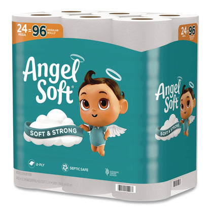 Angel Soft® Mega Toilet Paper, Septic Safe, 2-Ply, White, 320 Sheets/Roll, 24 Rolls/Pack (GPC794085)