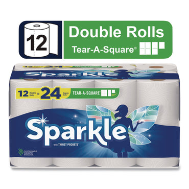 Sparkle Tear-A-Square Double Roll Paper Towels, 2-ply, 110 Sheets/Roll, 12 Rolls/Pack (GPC22361507)
