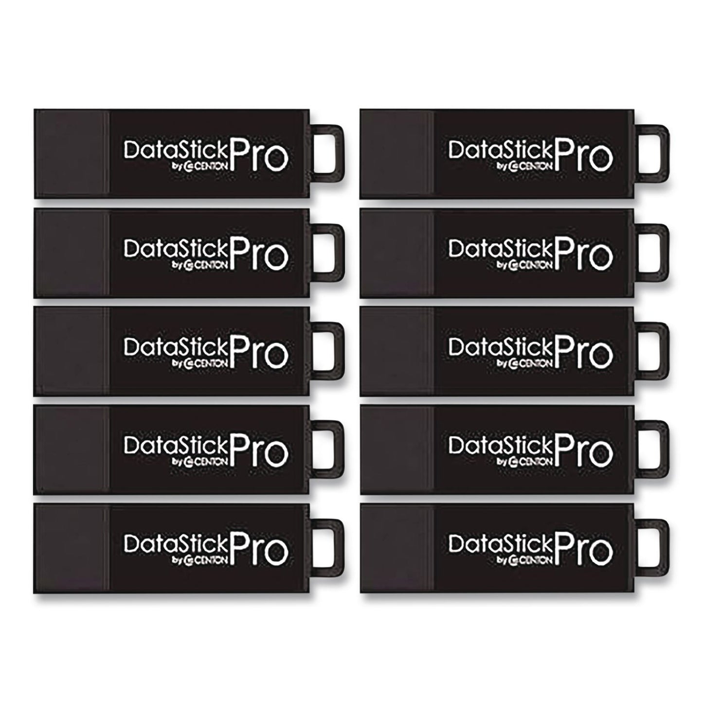 Centon DataStick Pro USB 3.2 Type A Flash Drive, 8 GB, Black, 10/Pack (CELC1U3P68G10B)