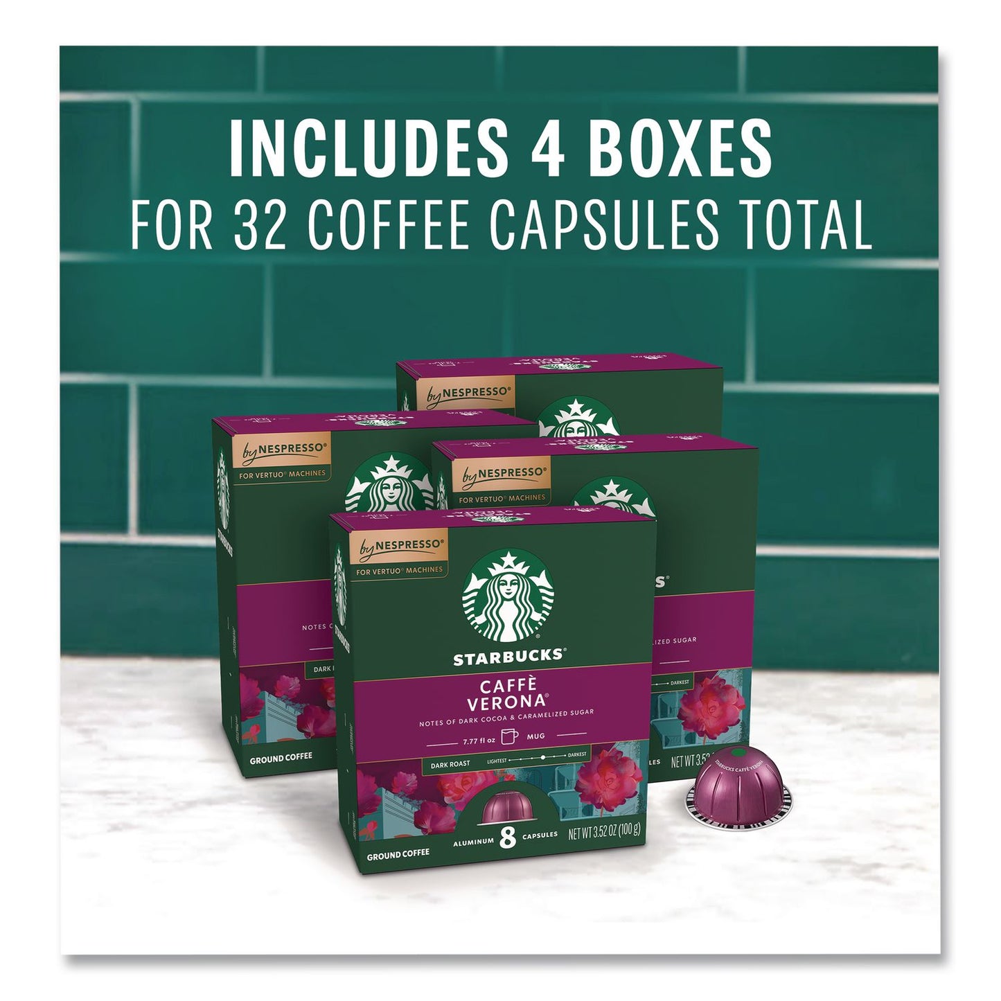 Starbucks® By NESPRESSO® Caffe Verona Vertuo Pod, 8/Pack, 4 Packs/Box (SBK117661)