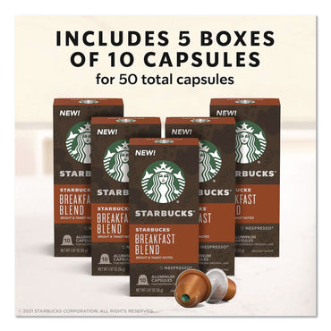 Starbucks® By NESPRESSO® Breakfast Blend Original Pod, 10/Pack, 5 Packs/Box (SBK123468)
