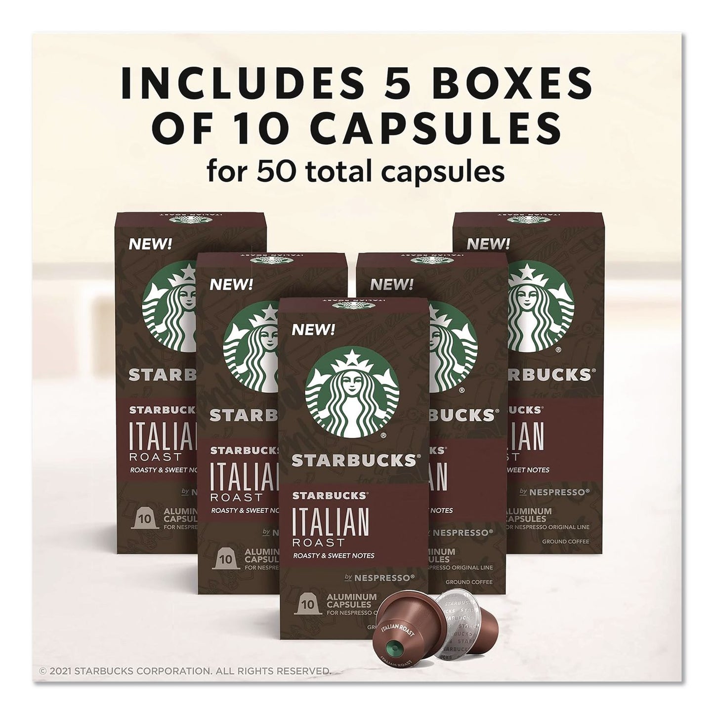 Starbucks® By NESPRESSO® Italian Roast Original Pod, 10/Pack, 5 Packs/Box (SBK123469)