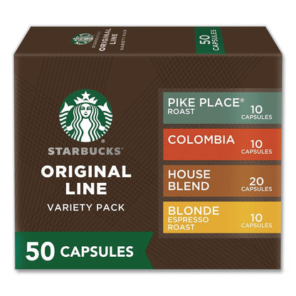 Starbucks® By NESPRESSO® Original Line Variety Pack, Blonde Espresso/Columbia/House Blend/Pike Place Original Pods, 50/Box (SBK109044)