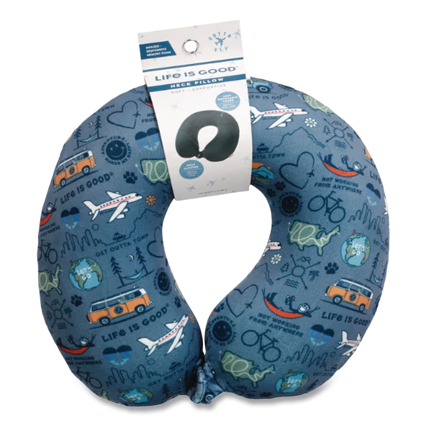 Life Is Good® Neck Pillow, Multicolor Travel Print (LGDLCPP0005)