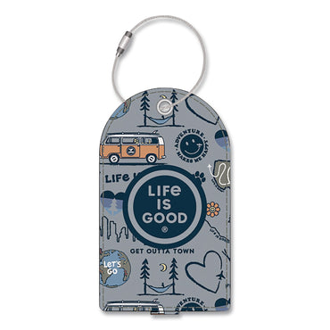 Life Is Good® Luggage Tag, Vegan Leather, Multicolor, 2/Pack (LGDLNLM0001)