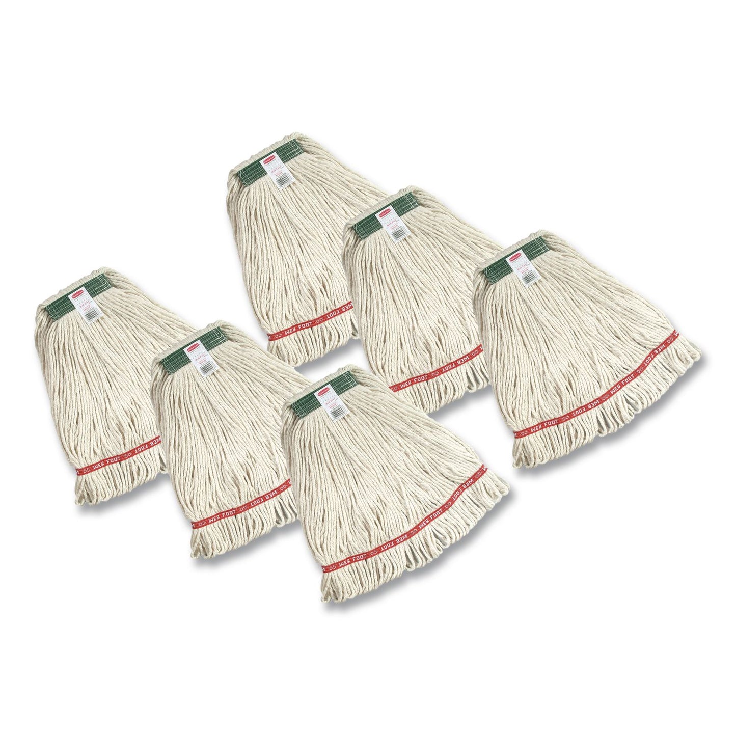 Rubbermaid® Commercial Super Stitch Cotton Looped End Wet Mop, 20 oz, White, 1" Headband, 6/Carton (RCP11206WH00CT)