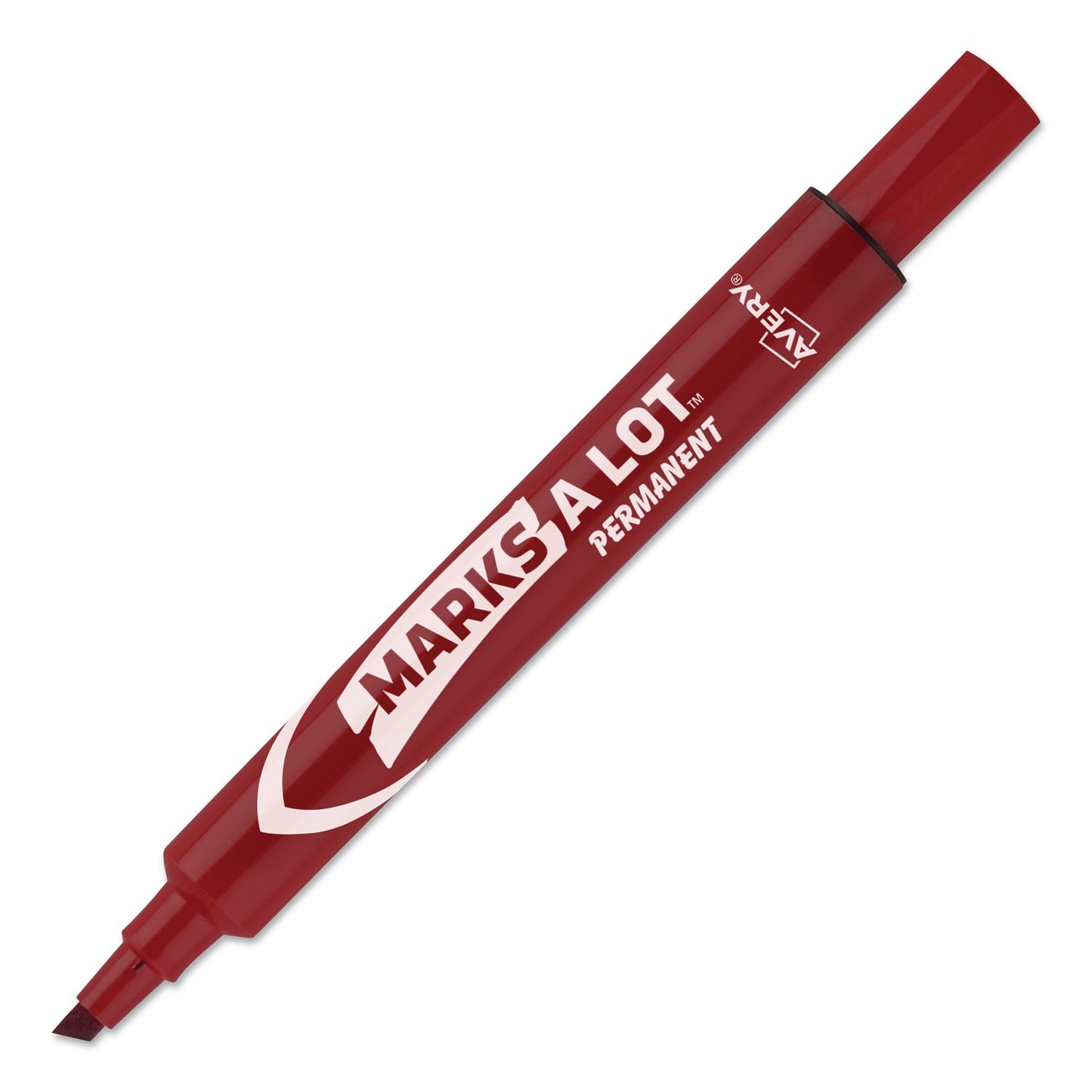 Avery® MARKS A LOT Large Desk-Style Permanent Marker, Broad Chisel Tip, Red (AVE08887EA)