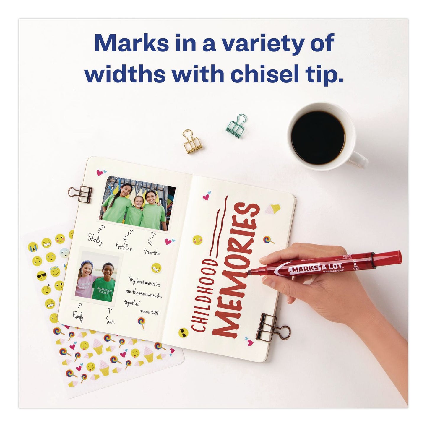Avery® MARKS A LOT Large Desk-Style Permanent Marker, Broad Chisel Tip, Red (AVE08887EA)