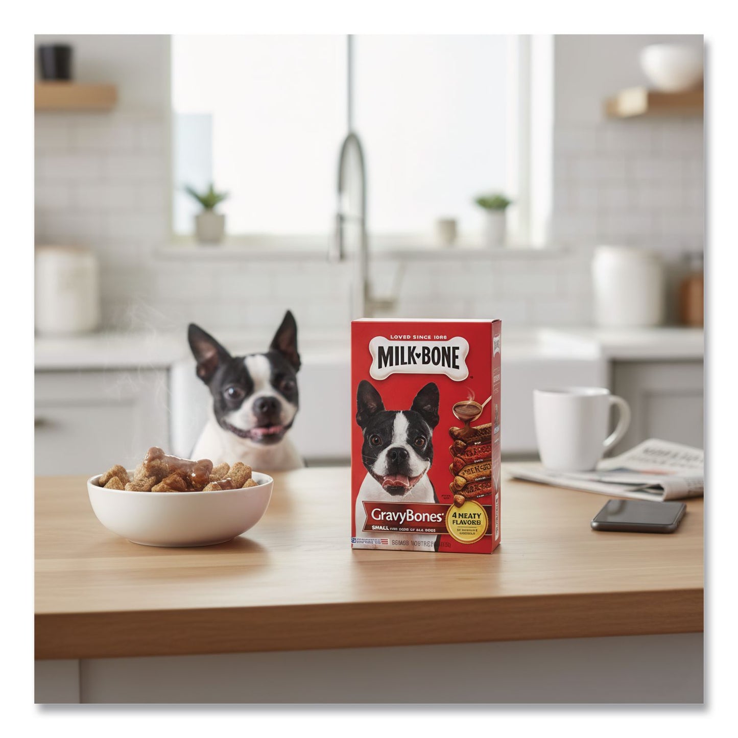 Milk-Bone® Small Sized GravyBones Dog Biscuits, Bacon; Beef; Chicken; Liver, 19 oz Box (SMU94203)