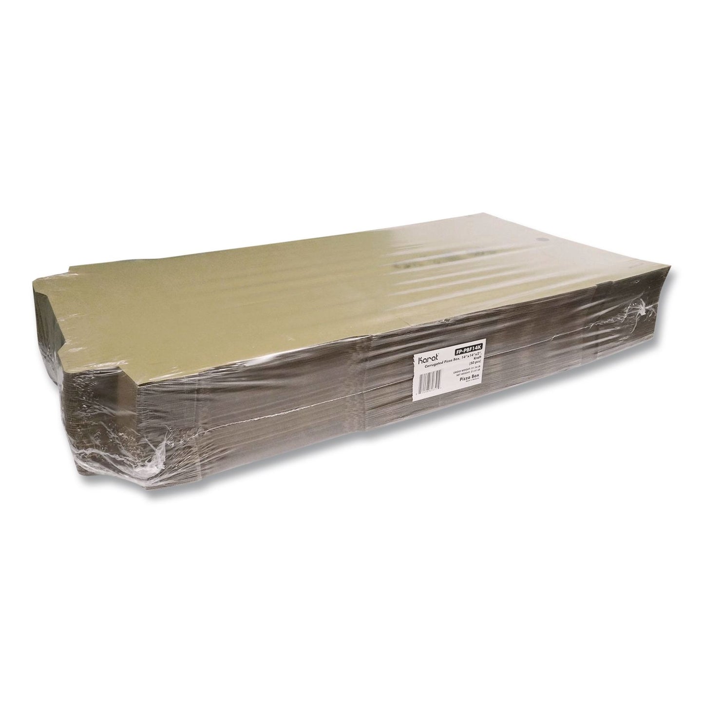 Karat® Corrugated Pizza Box, 14 x 14 x 2, Kraft, Cardboard, 50/Carton (KRTFPPBF14K)