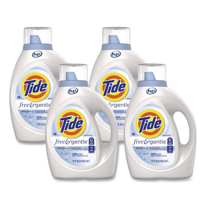 Tide® Free and Gentle Liquid Laundry Detergent, HE Compatible, 58 Loads, 77 oz Bottle, 4/Carton (PGC23745)