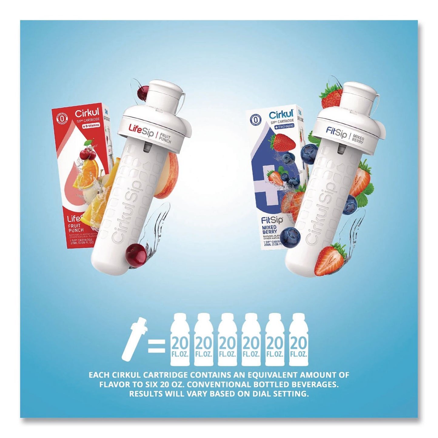 Cirkul® Flavor Water Bottle Kit, 22 oz, White (CIR850021373382)
