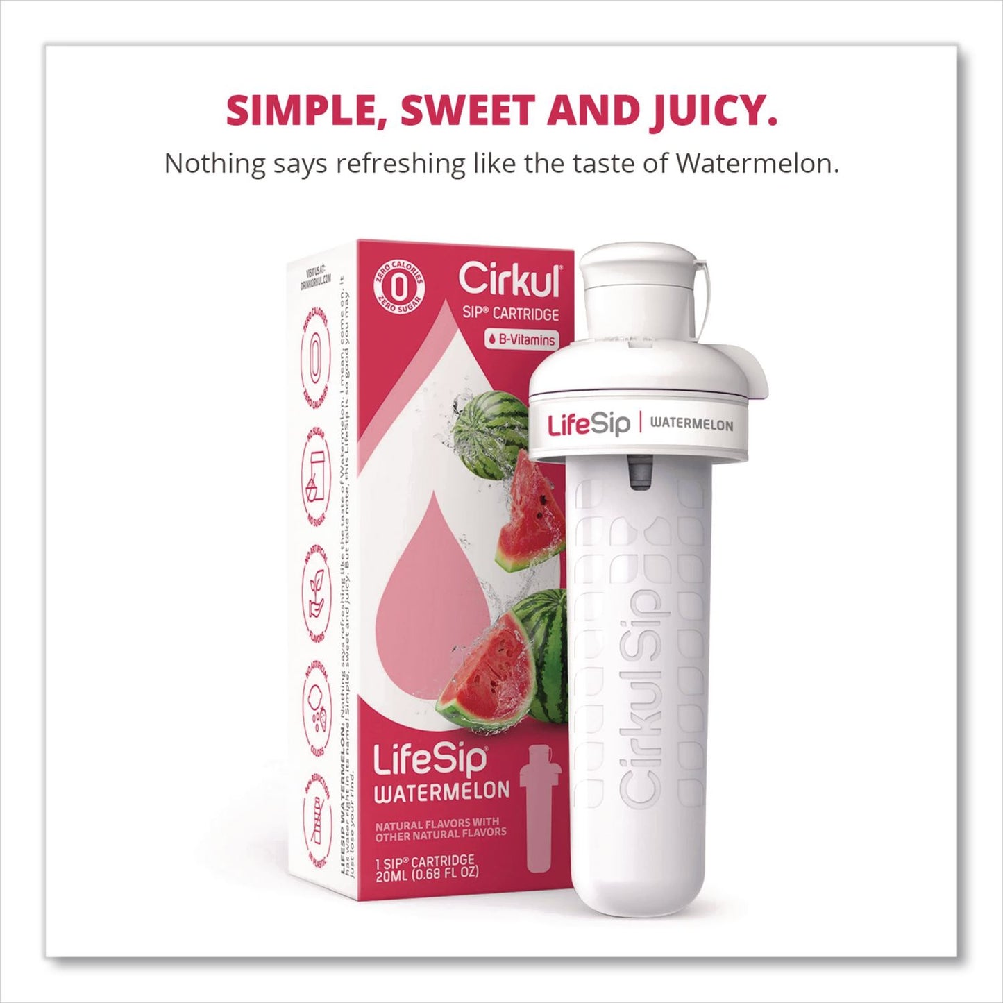 Cirkul® LifeSip Flavor Cartridge, Sugar-Free Watermelon (CIR850021373412)